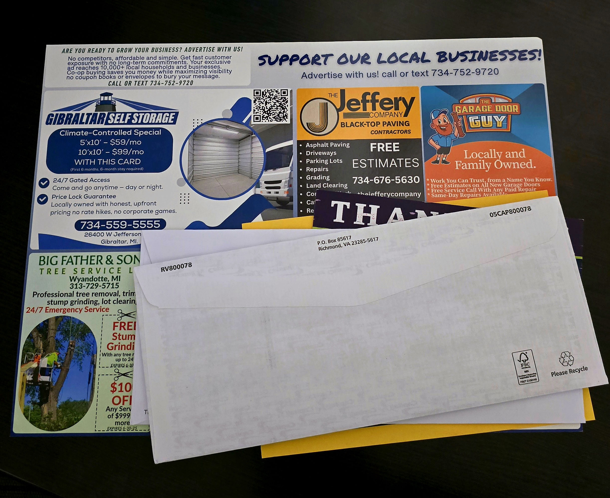 Direct mail postcard delivery